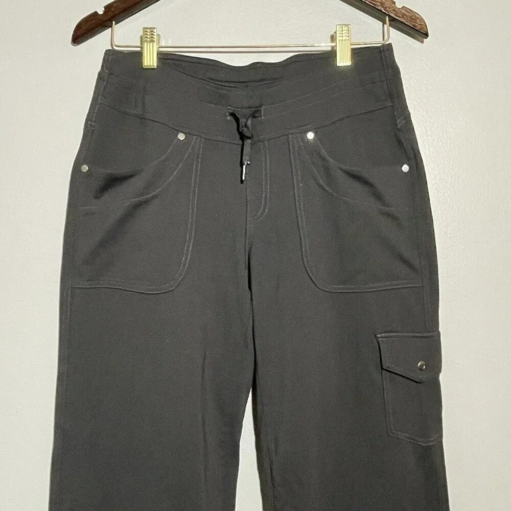 Kuhl Mova Cargo Pants Hiking Yoga Straight Women Size 6 Short Black Pocket Tie - Picture 3 of 12